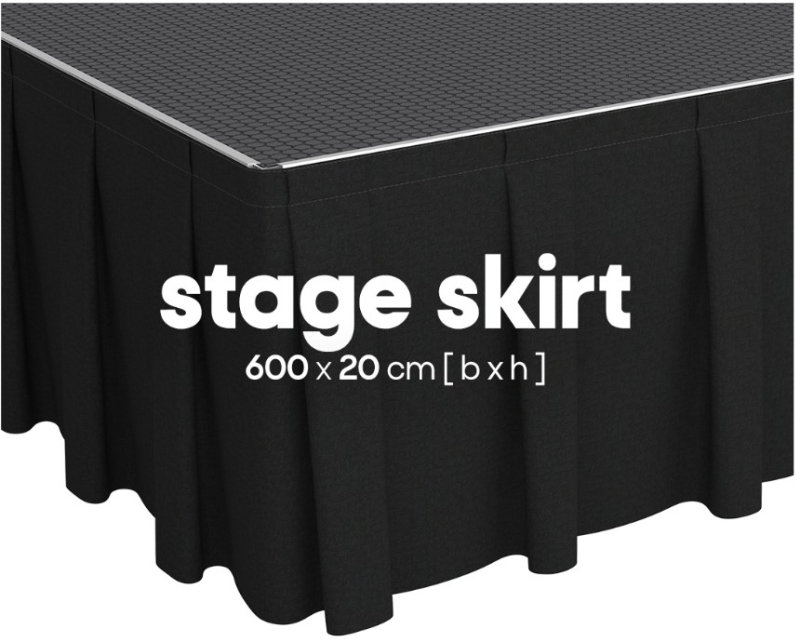 ESL Podiumafrok Zwart 600x20cm met klittenband geplooid