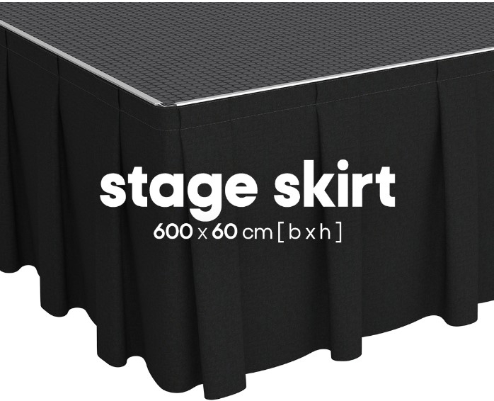 ESL Podiumafrok Zwart 600x60cm met klittenband geplooid