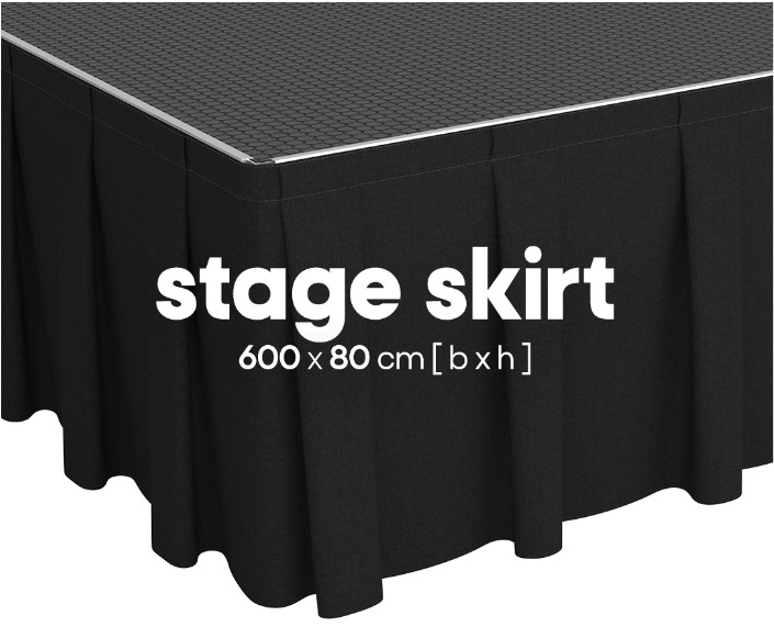 ESL Podiumafrok Zwart 600x80cm met klittenband geplooid