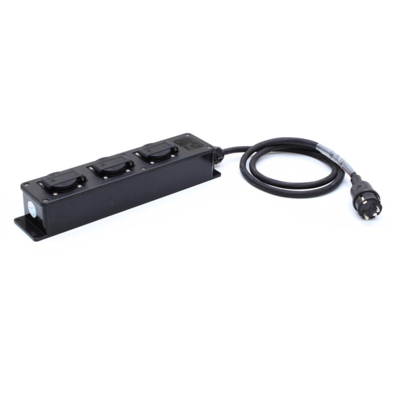 ESL Schuko pro block 3-way 16A 3x2,5mm² 2M IP44 (BLACK)