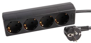 ESL Schuko simpel block 4-way 16A 3x2,5mm² 2M (Black)