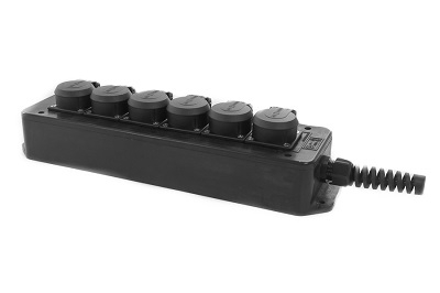 ESL Schuko pro block 6-way 16A 3x2,5mm 2M (BLACK)