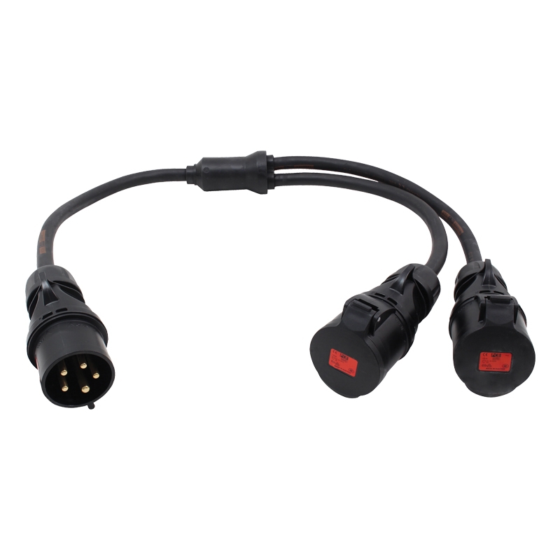 ESL Y-splitter 6mm2 CEE 5 pin 32A 0,5m>2xCEE 5 pin 32A 0,5m.zw Bals